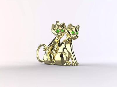 Double Cat Pendant