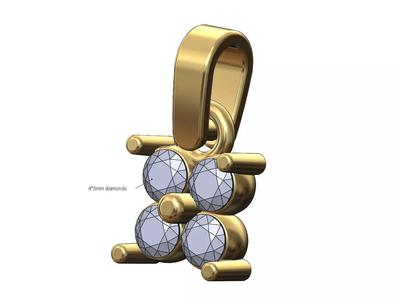 Small square diamond cluster pendant with bail