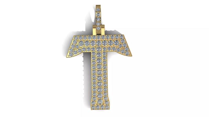 Letter T with Diamonds