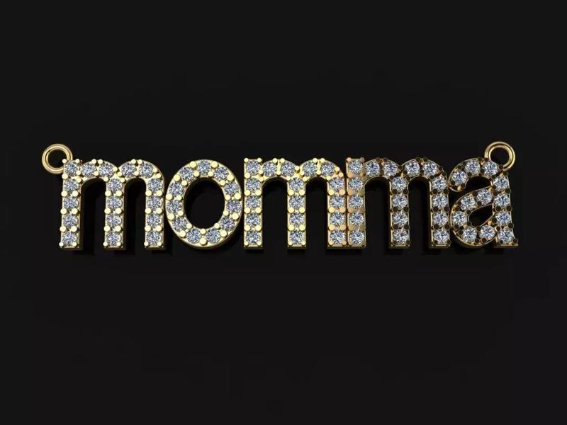 MOMMA DIAMOND NAME PENDANT NECKLACE FRAME