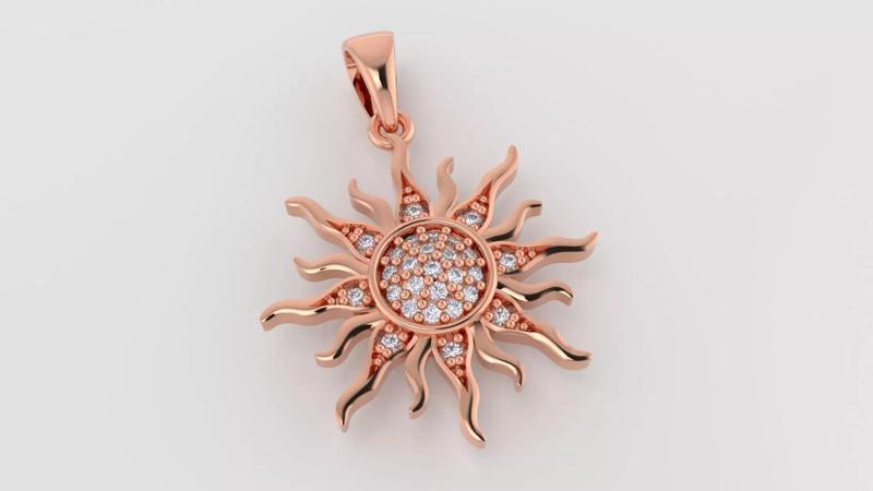 3dm and stl sun pendant printable jewelry model