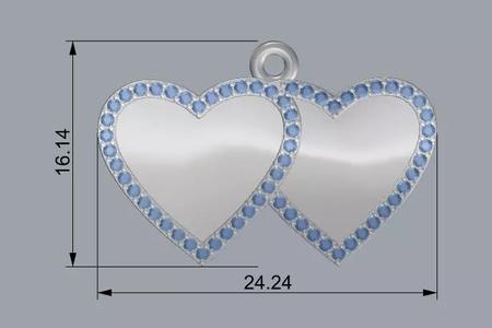 Sterling Silver Double Heart Charm Pendant Jewelry