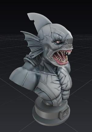 Evil Shark Bust