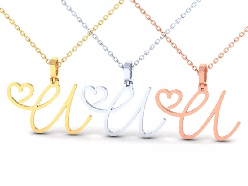 U  VALENTINE PENDANT  HANDMADE FONT