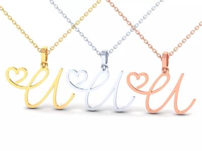 U  VALENTINE PENDANT  HANDMADE FONT