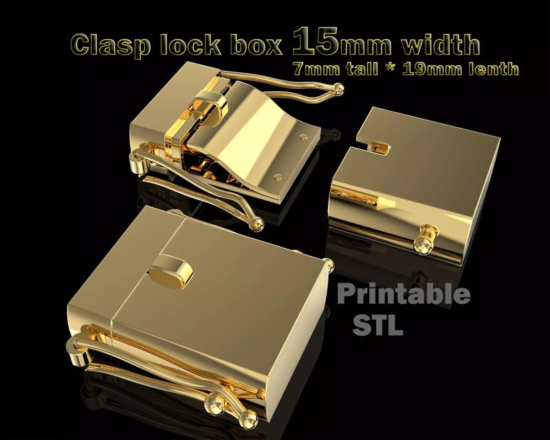 Jewelry CLASP Lock for bracelet 15mm width STL ready for Print