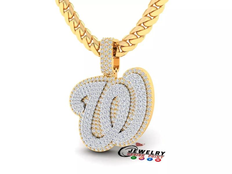 Custom Washington Nationals Diamond Pendant - Base Ball Team