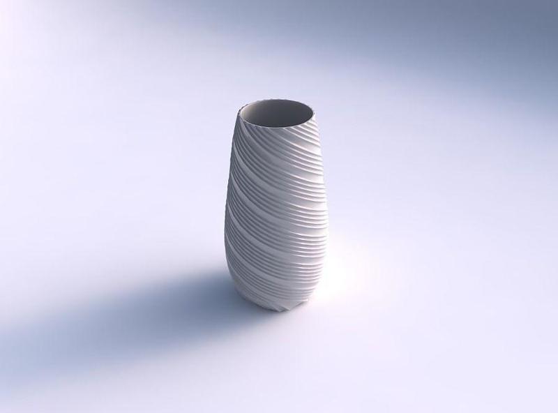 Spacious vase with twisted extruded lines
