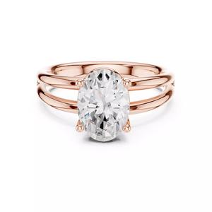 Solitaire 10x7mm Oval Cut Diamond Split Shank Wedding Ring