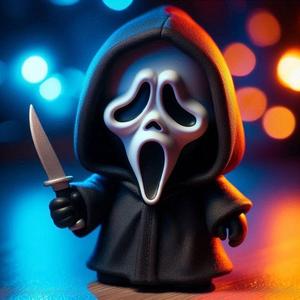 Cute Ghostface screaming doll with a knife