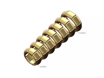 Segmented dome 8 facetes ring US sizes 7to12
