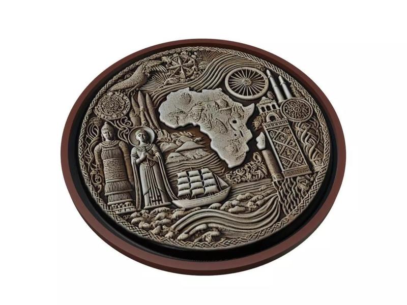 Ivory Coast  Map Medallion Relief