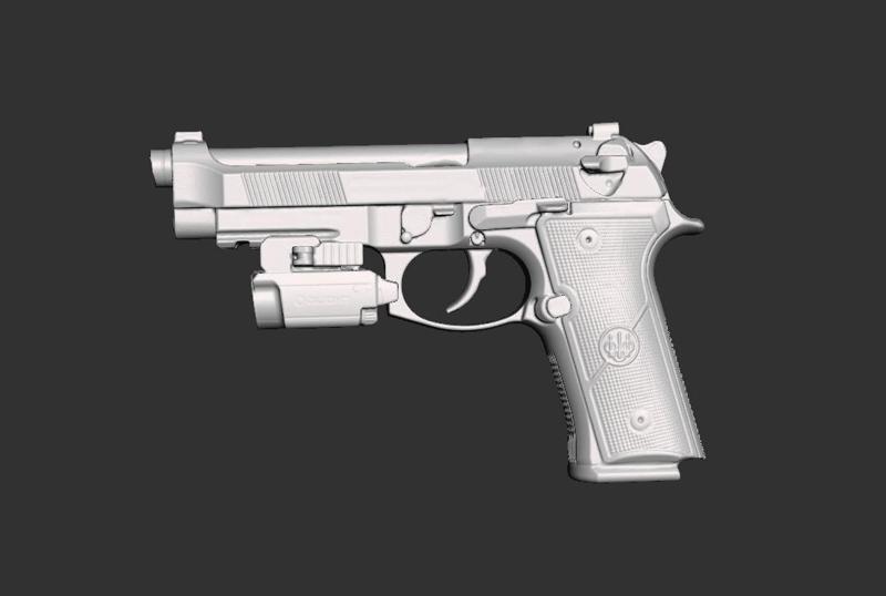 Beretta M9A4 Olight Baldr RL Mini Real Size 3d Scan Gun Mold