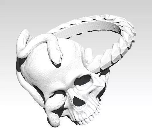 Snake Ring with Skull