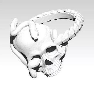 Snake Ring with Skull