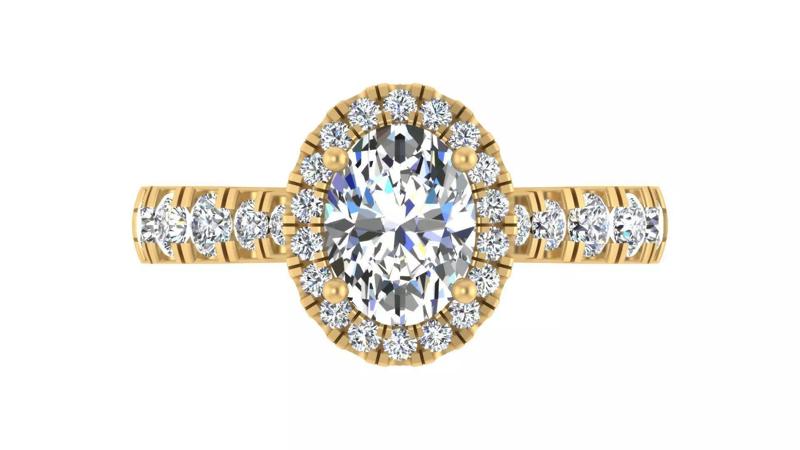 Elegant Oval-Cut Halo Engagement Ring