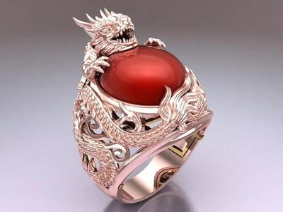 Dragon Ring - Oval stone Ring - N3011