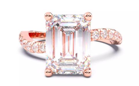 Emerald Diamond Pave Setting Solitaire Ring