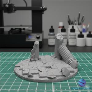 Ancient Ruins Base Set – Broken Floor & Roman Columns (25/32/40/50mm, Pre-supported for SLA)