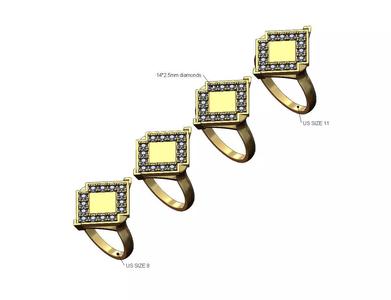 Engravable platform lozenge plate ring US sizes 8to11