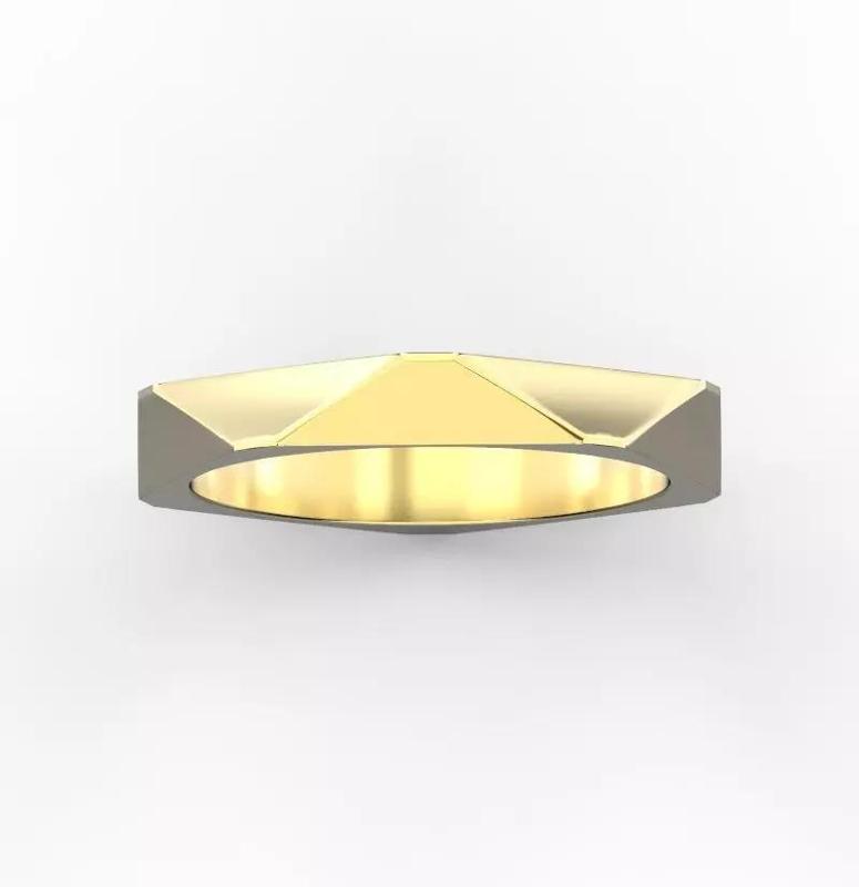 Faceted wedding band Gold wedding ring Geomerty ring