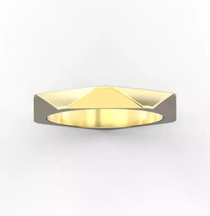 Faceted wedding band Gold wedding ring Geomerty ring