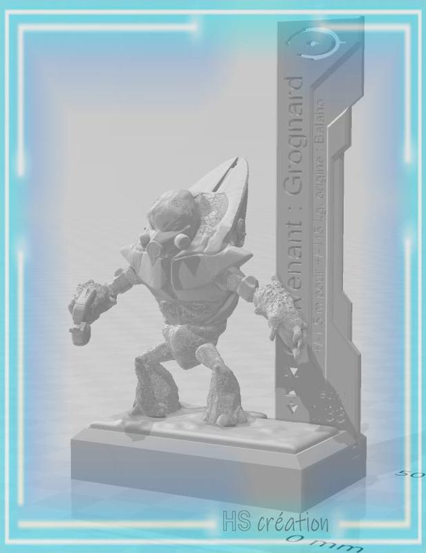 Halo 2 anniversary : Grognar mineur sur socle version 02 (Grunt) scale 1/33
