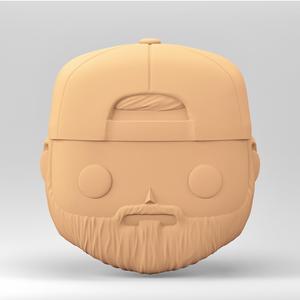 A male head in a Funko POP style. A cap backwards. A bearded man. MH_5-7