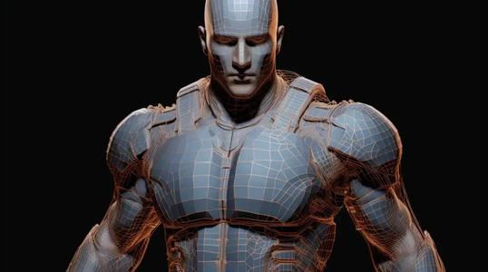 Futuristic Warrior 3D Wireframe Model