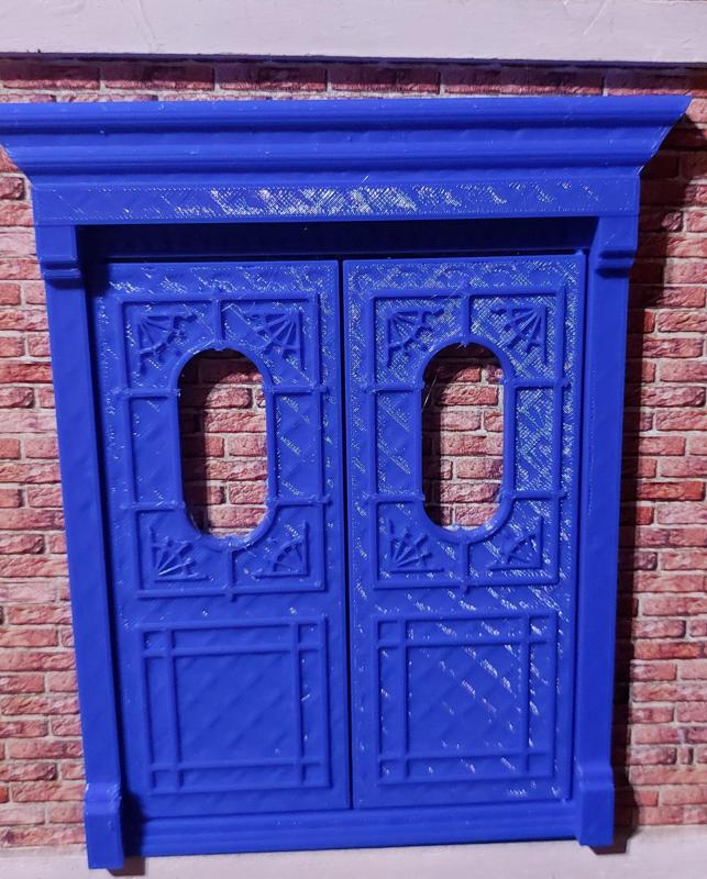 1/12 Hinged dollhouse front door (Hinged model No.13) + High detailed door frame