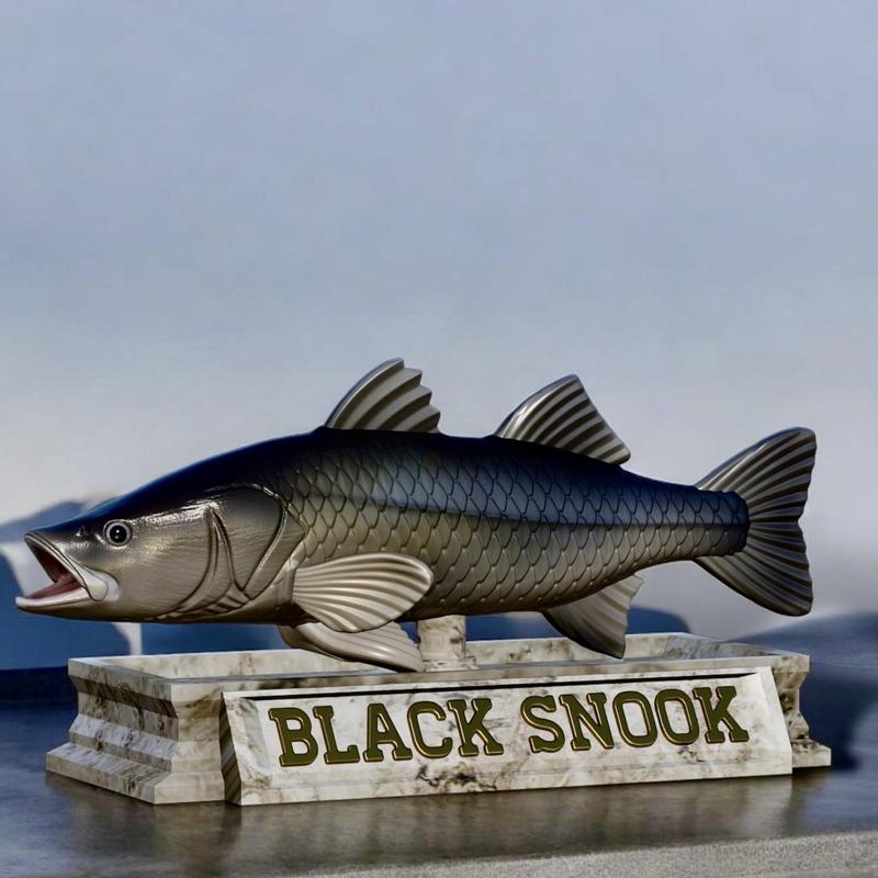 fish black snook / robalo / Centropomus nigrescens open mouth statue detailed texture for 3d printing