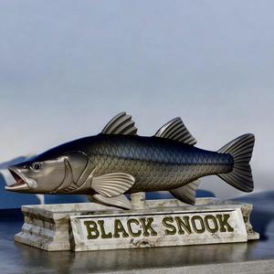 fish black snook / robalo / Centropomus nigrescens open mouth statue detailed texture for 3d printing
