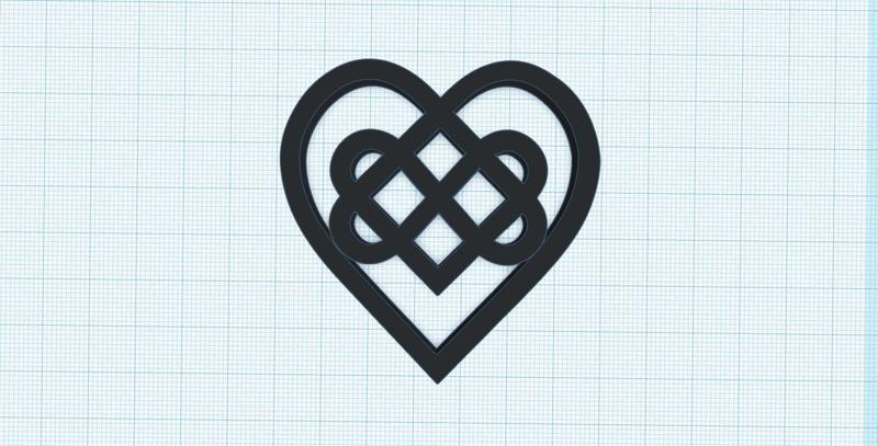 Celtic Heart Knot, rune, Infinity heart knot, Symbol for eternal, everlasting love, hearts stencil, embross, mold, Valentine's Day ornament, wedding decor, wall art decoration, anniversary topper, talisman, charm, pendant