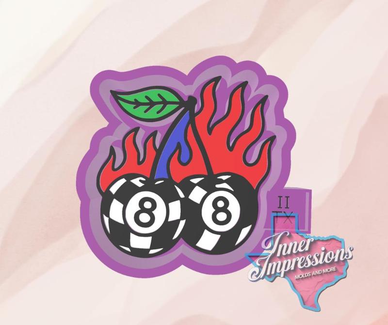 Flame Checkered 8ball Freshie Mold