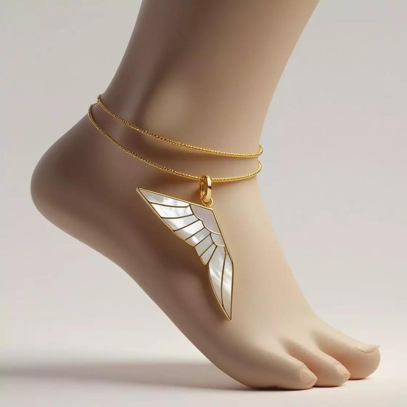 Wings of Selene Mother of Pearl Gold Anklet