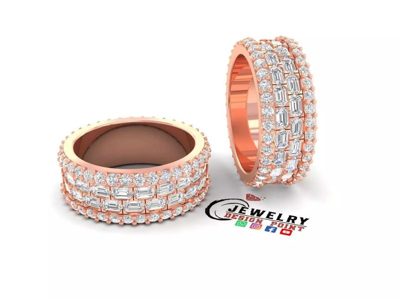 Custom Emerald Diamond Ring - Eternity Band - Diamond Ring