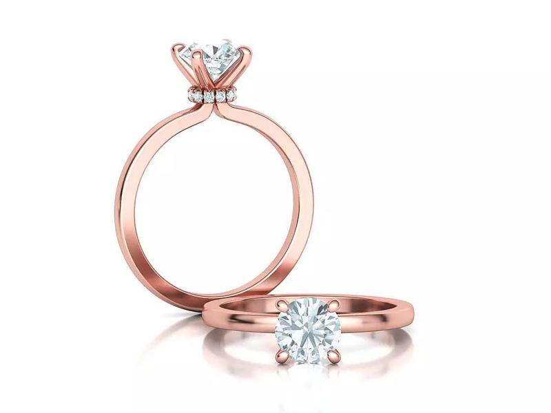 Classic 1ct Under Halo Engagement Ring Solitaire Rings 3dmodel