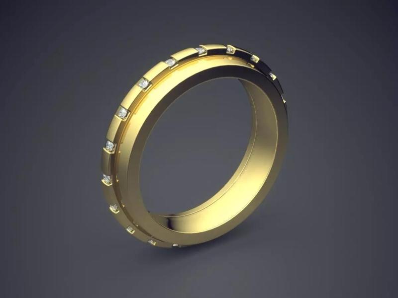 Classic Golden Engagement Ring With Layering and Diamond Details