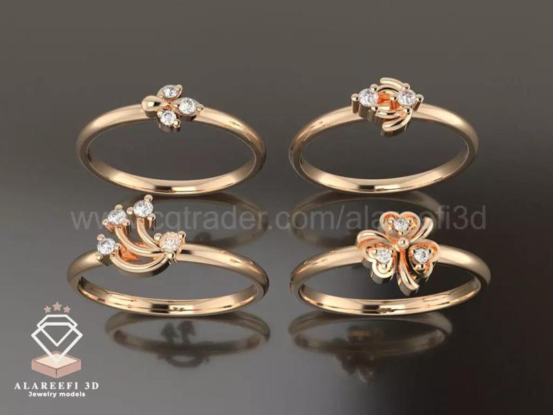 Collection No 10 - 32 Italian Rings Inlaid with gems