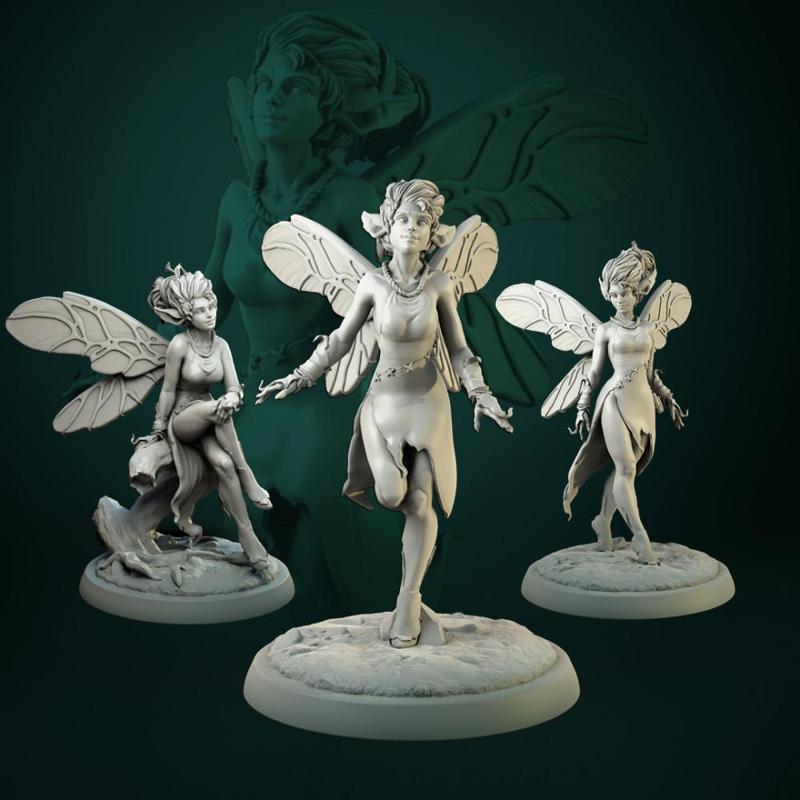 Pixie set 3 miniatures 32mm pre-supported