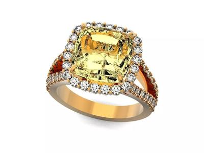 Cushion Cut Split Shank Diamond Halo Engagement Ring 1507