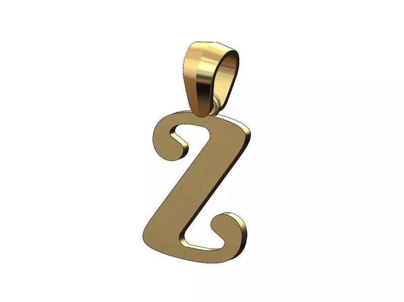 Z letter initial berkshire swash font pendant charm bail