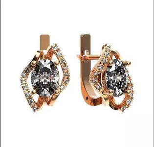 stylish earrings with a large oval stone 361