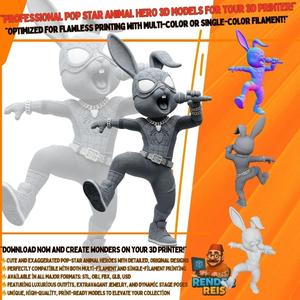 Spider Bunny Hip-Hop Star Cool Mic Master 3D Print Model
