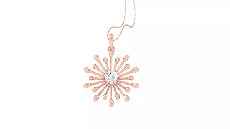 Women solitaire diamond  mesh pendant 3dm stl obj gltf mtl 3mf