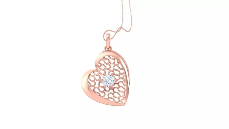 Ultra Vision Heart Love valentine wire mesh solitaire pendant