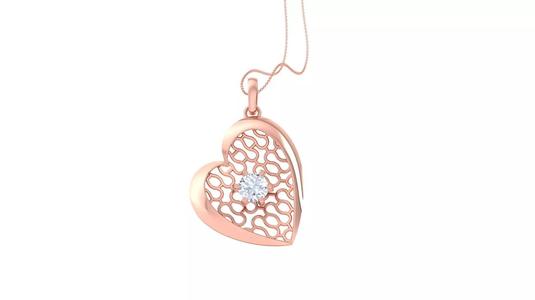Ultra Vision Heart Love valentine wire mesh solitaire pendant