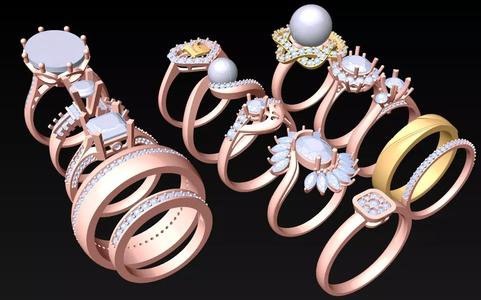 15  Womens Ring - Collection 3d Ring Jewellery Models bulk- AW11