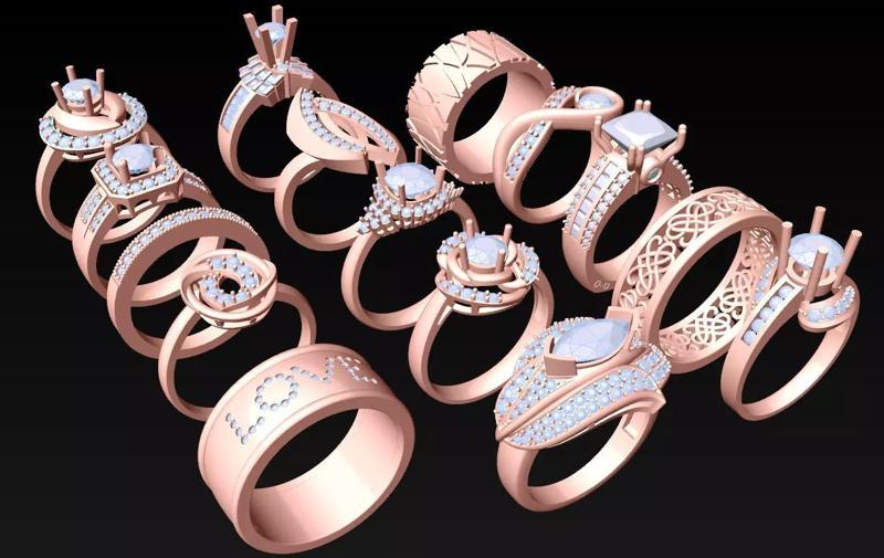 15  Womens Ring - Collection 3d Ring Jewellery Models bulk- AW19