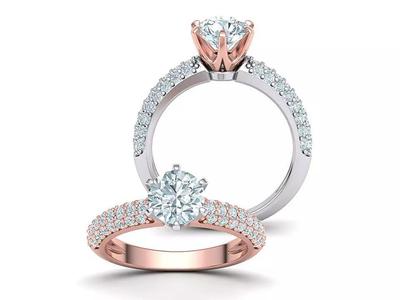 1ct Engagement ring Six prong design 3dmodel